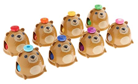 JWQFBC Tischglocken Set für Kinder, Diatonische Stahlglocken, Kindermusikinstrumente, Niedliche Maus Oder Bärenform, Groß, Bär