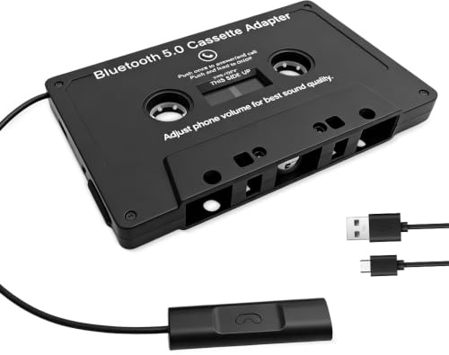 XPJBKC Adaptateur de Cassette Voiture Bluetooth 5.0, Cassette Bluetooth avec Microphone Intégré et Audio Stéréo pour Appels Mains Libres, Adaptateur pour C-assette vers AUX pour DVD Radio