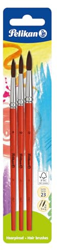 Pelikan Haarpinsel-Set Sorte 23, Größe 8, 10 und 12, 3 Stück | Pelikan Haarpinsel-Set Sorte 23, Größe 8, 10 und 12, 3 Stück