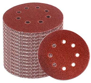 SOFIALXC Papier Abrasif 125mm 8 Trous Ponceuse Orbitale Disques Abrasifs pour Ponceuse Excentrique Grain-80#(100pcs)