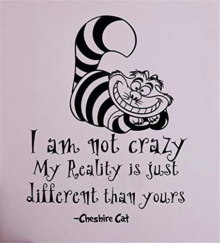 Cheshire Cat Wandaufkleber mit Spruch Wandtattoo Schlafzimmer Alice Im Wunderland-Zitat-Grinsekatze Bin Ich Nicht Verrückter Märchen-Aufkleber Für Kinderzimmerkinderschlafzimmer wandaufkleber
