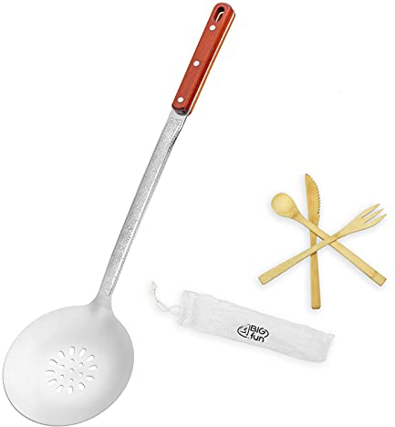 XL 48cm Schaumkelle Schumovka Schaumlöffel + Besteck-Set Siebkelle Abseihlöffel Edelstahl Kazan