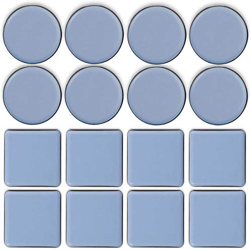 TheStriven 16 pezzi Scivoli per Mobili in Teflon Piedini per divani e sedie in Teflon Feltrini Autoadesivi in Teflon per Mobili Cuscinetti per Mobili in Teflon per Proteggere Parquet, Laminato (A)
