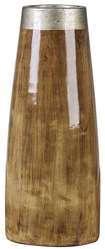 Moderne Vase aus Terrakotte 50 cm in dunklem Holzfarbton Cyrene