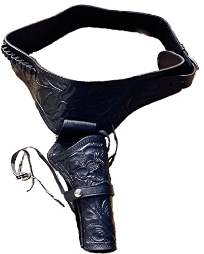 Westernholster Revolver Cowboy Western Ledergürtel Old West Colt Holster (34 inch / 86 cm, Schwarz)