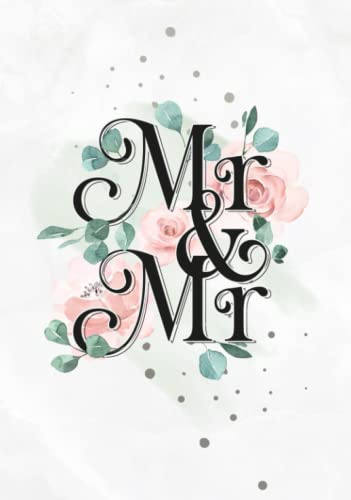 Mr und Mr: Gästebuch Schwule Hochzeit mit Eukalyptus & Rosen Motiv · Zum Selbstgestalten