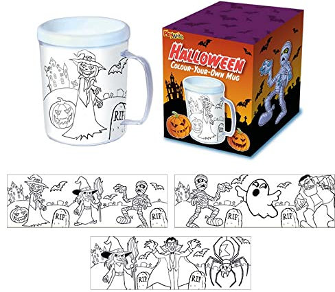 Playwrite Halloween Colour Your Own Mug | Party Bag Fillers for Kids, Paint Your Own Sets for Kids and Adults