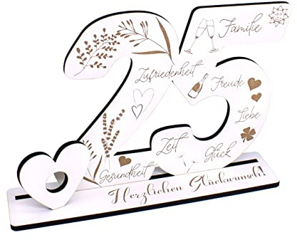 Deko Aufsteller 25 Jahre Geburtstag Silberhochzeit Geldgeschenk Jubiläum Tischdeko zum verschenken für Geld Gutschein Karte