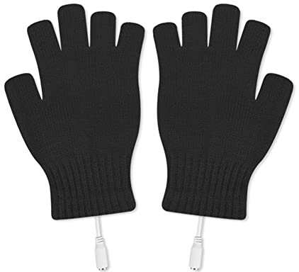 iSpchen USB Beheizte Handschuhe Unisex Beheizbare Winterhandschuhe Halbfinger Handwärmer Skihandschuhe Elektrische Heizhandschuhe Gestrickte Warme Handschuhe für Winter Wandern Skifahren Camping