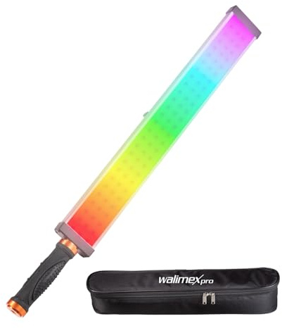 Walimex pro LED Rainbow RGB Leuchtstab, Stableuchte 18 W, Studioleuchte dimmbar und Bi-Color, Studio-Beleuchtung steuerbar per App, kompaktes Videolicht