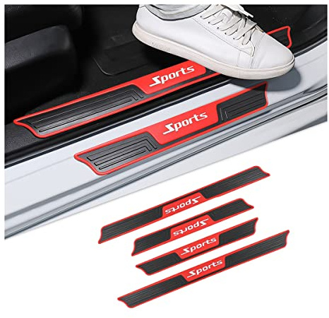 JNNJ 4 Piezas Protectores Umbral Puerta, Puerta Estribos Coche, Coche Pegatinas Etiquetas De Protección Para Umbral, PVC Para Placa Umbral Coche Antiarañazos Fuerte Capacidad Adhesiva(Deporte)
