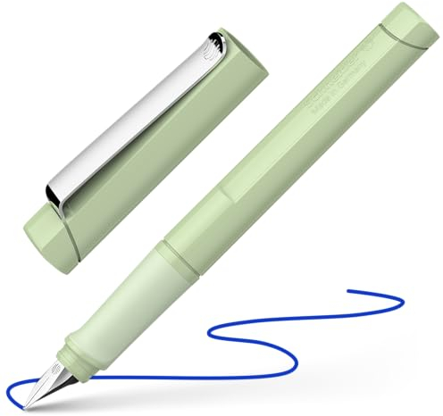 Schneider 160426 Base Füller (Linkshänder, L-Feder, inkl. Tintenpatrone königsblau) soft green