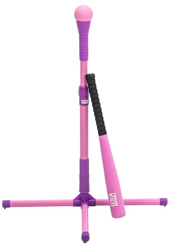 Franklin Sports USA Softball XT Kids Baseball + Softball Batting Tee Set - Complete Batting Tee, Foam Bat + Foam Baseball Set - Adjustable Portable Youth Teeball Stand - 23 - 33 Inches