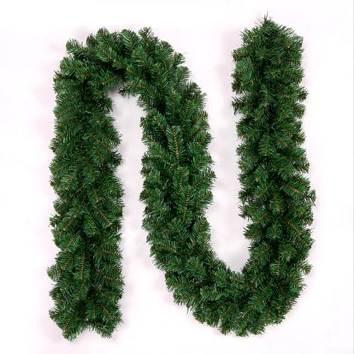 Künstliche Weihnachtsgirlande, PVC, Kiefer für Treppen, Kamine, Tür, Weihnachten, Zuhause, Garten, Dekoration (300 Köpfe)