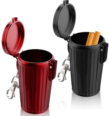 MEYAGOT 2 Stück Zigaretten Taschenaschenbecher Geruchsdicht, Mini Taschenaschenbecher Für Unterwegs, Mobiler Aschenbecher Mit Deckel Tragbarer Aschenbecher Für Zigaretten Draußen Camping