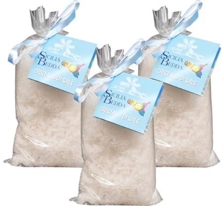 Sicilia Bedda - Cristalli di Sale Marino Integrale - Raccolto nelle Saline di Trapani (3 Confezioni 300 Grammi)