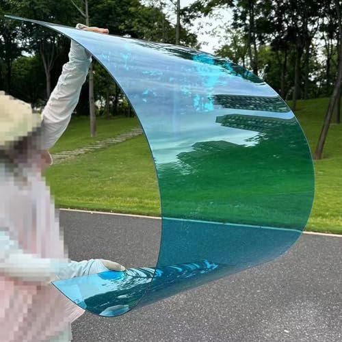 NIANXINN Polycarbonat Stegplatte Dachplatte,Blaue Transparente PC Platte,Kunststoffplatte,Gewächshausplatten,Leicht zu Biegen und zu Schneiden,UV-beständiges Regenschutz (60cm x 9,5m)