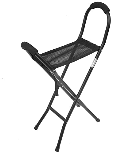 Walking Stick with Seat, Portable Folding Cane Chair Foldable Walking Stick Chairs for Adults Seat Walking Sticks for Men and Women, Cane and Stool Dual-use for Elderly Disable