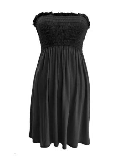 SXME MIGHT SAY Haut transparent à épaules dénudées pour femme, élastique, uni/imprimé, robe bustier bandeau Boobtube, grande taille (UK, numérique, 8, 26, régulier, régulier, XL (16-18), noir)