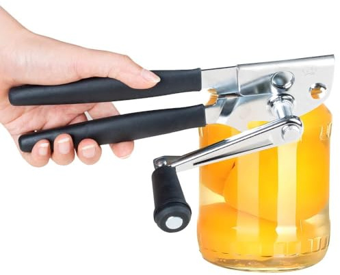 Manual Can Opener,Easy-Grip Hand Crank Can Opener for Seniors & Arthritis - Ergonomic Manual Opener, Heavy Duty for Large Cans, Safe & Comfortable Use at Home or Restaurant
