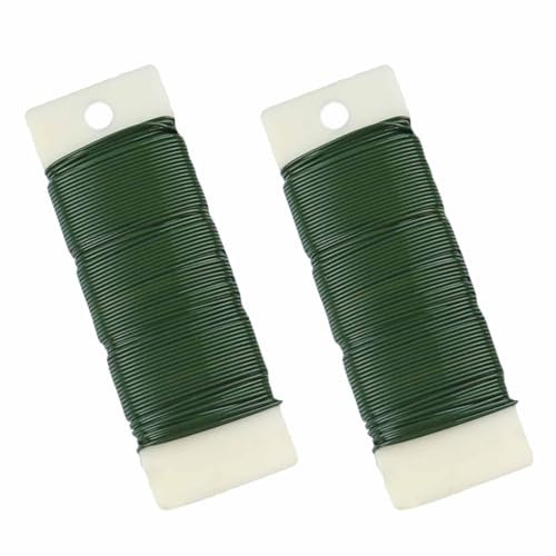 QISF 2 Pack Green Floral Wire - 22 Gauge Flexible Paddle Wire, 70m for Christmas Wreaths, Garlands, Floristry Arrangements, Flower Bouquets and Crafts DIY