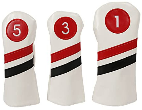 Lerpwige Golfschlägerkopf-Set aus Leder, Golfschlägerhauben für Fahrer/Fairway-Holz, tragbares Zubehör für Damen und Herren, 3-teilig
