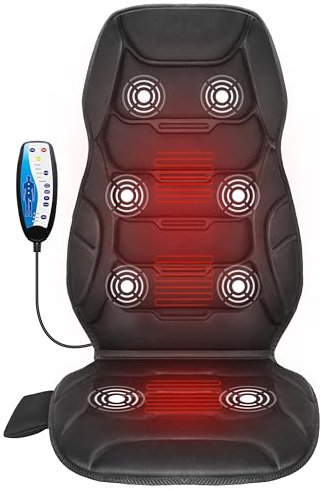 COMFIER Back Massager with Heat, Vibration Massage Cushion with 8 Massage Nodes & Modes, Massage Chair for Home Office, Heated Chair Massager for Back Pain,Men Gifts