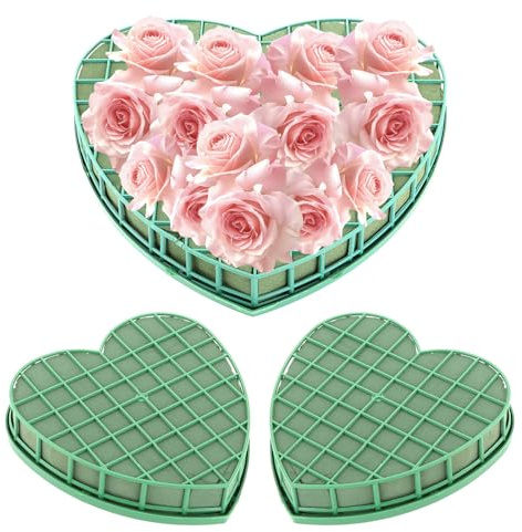 JMIATRY 3 Stück Steckschaum 30+20cm, Steckschaum für Blumen, Steckschaum Herz Blumensteckschaum für Hochzeit, Ostern und Geburtstag