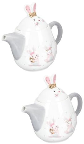 ABOOFAN 2st Kaninchen Keramik Tee-Ei Einhorn Braune Dekorativer Wasserkocher Aus Porzellan Teetasse Blühender Tee Neuheit Teekannen Kuscheltiere