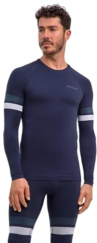 FALKE herr Baselayer-Shirt Maximum Warm Round Neck M L/s Sh funktionsmaterial snabbtorkande 1 styck, blå Space Blue 6116 trend, L
