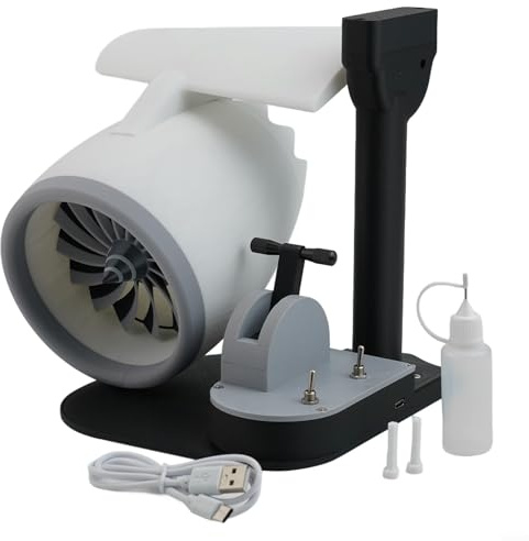 Zoegneer Ventilador USB Turborreactor de escritorio en forma de motor humidificador portátil Turbo ventilador de escritorio con luz con ajustes de flujo de aire ajustables y luz azul para oficina en