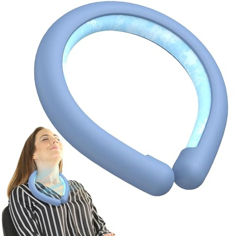 Neck Cooling Tube,Wearable Neck Cooling Ice Pack,Reusable BPA-Free Cooler Tube for Instant Heat Relief,Cold Gel Wrap Ice Packs for Necks,Ergonomic Fit for Summer Work & Sports ﻿ (Blue)