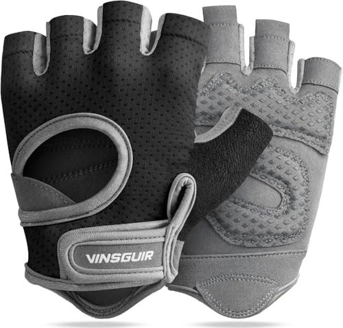 VINSGUIR Gym Gloves for Women, Weight Lifting Gloves for Gym, Cycling, Exercise, Fitness and Training, with Excellent Grip and Cushion Pads (Black, S)