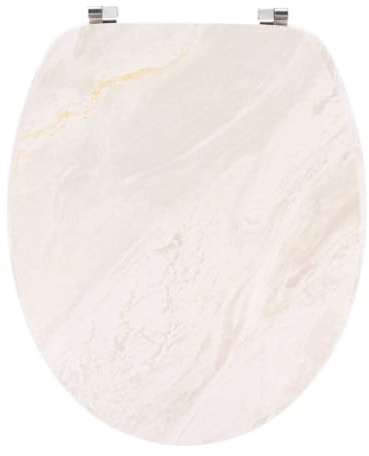 TENDANCE - Abattant WC MDF 18 Pouces 4 Faces imprimees Attaches Acier Inoxydable - facon marbre Beige