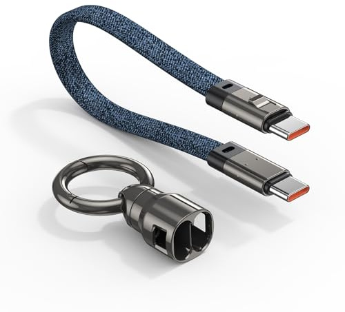 VAFOTON 240W USB C Short Cable 21CM, USB C to USB C Cable Short with Keychain, PD 3.1 Fast Charging Cable USB Type C Cables, for MaBook Pro/Air, Laptops, 1Pad Pro,1Phone 16, Samsung