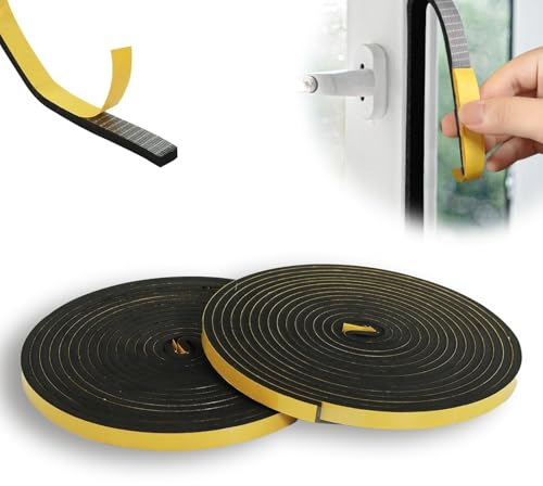 KINETOX 12m Dichtungsband selbstklebend 12mm x 6mm Moosgummi Selbstklebend EPDM Schaumstoff Klebeband Türdichtung Dichtband für Altbautüren die Haustür Fensterdichtung