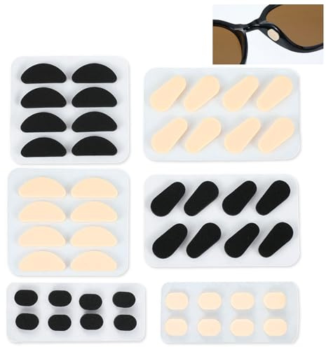 24 Paar Brillen Nasenpads, Anti-Rutsch Nasenpads für Brille, Selbstklebende Nasenpolster Brillen, Brillen Nasen Ersatzpads, Weiches Polster für Brillen Sonnenbrillen Hautfarben & Schwarz