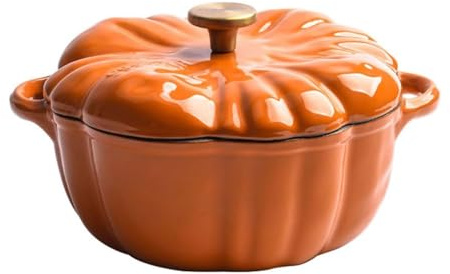 Cocotte De Calabaza, Preciosa Olla Esmaltada En Forma De Calabaza Con Tapa Y Asas, Olla Antiadherente Para Decorar Halloween Acción Gracias, Utensilios Cocina Resistentes, Para Hornear(Orange)