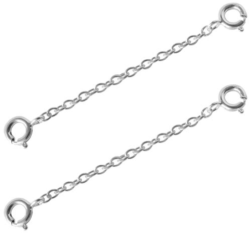 Koprek 2 Pcs Silver Necklace Extender, 8 cm 925 Sterling Double-Link Extension Chain Bracelet Extender Silver, Safety Chain for Bracelet, Used for Making Bracelets Necklaces DIY Handmade Suspenders