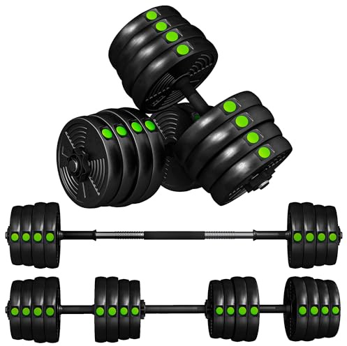 SPORTNOW 2-in-1 Hantel Set, 30 kg verstellbar Dumbbell Set mit 16 Hantelscheiben, bodenschonend für Krafttraining, Fitness, Gewichtheben, Schwarz