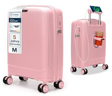 4FLY Leichter Hartschalen-Handgepäckkoffer M – 55×37×20 cm (35L), Kabinenkoffer mit TSA-Schloss, USB-Ladeanschluss, 4 Spinner-Rollen, Aluminium-Teleskopgriff, erfüllt alle Airlines Vorgaben