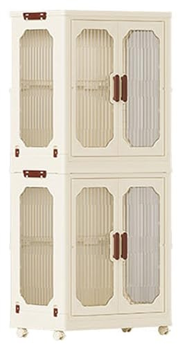 Armario portátil con puertas magnéticas y ruedas, organizador de armario plegable para almacenamiento de dormitorio, perchero independiente con barra para colgar