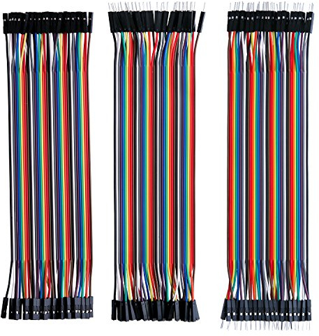ELEGOO 120 Piezas de Cable DuPont, 40 Pines M-H, 40 M-M, 40 H-H | Puente para Placas Prototipo para Arduino