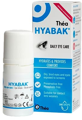Hyabak Eye Drops - Moisturising & Refreshing Drops Gentle and Long-Lasting Relief From Long Screen Use & Contact Lens Wearers Preservative-Free 10 ml