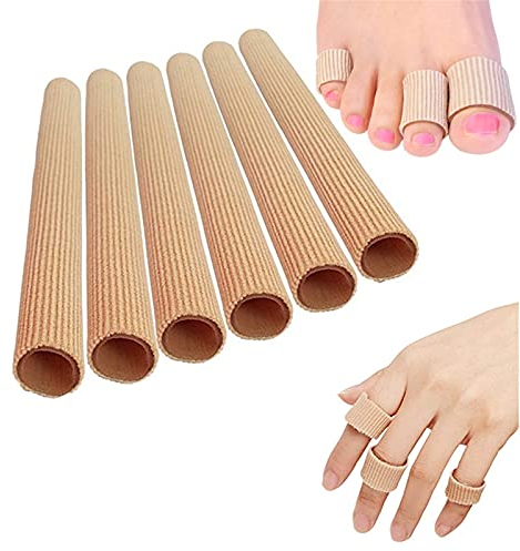 6 Stück Silikon Zehenschutz Zehenkappen Zehenpolster Soft Exklusiv Schlauchbandage Fingerbandage Druckschutz Fingerkappen 2.5x15cm