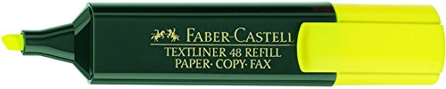 FABER-CASTELL Textmarker TEXTLINER 48 REFILL, nachfüllbar, Keilspitze, 1-5 mm, Schaftfarbe: dunkelgrün, Schreibfarbe: gelb (10 Stück), Sie erhalten 1 Packung á 10 Stück