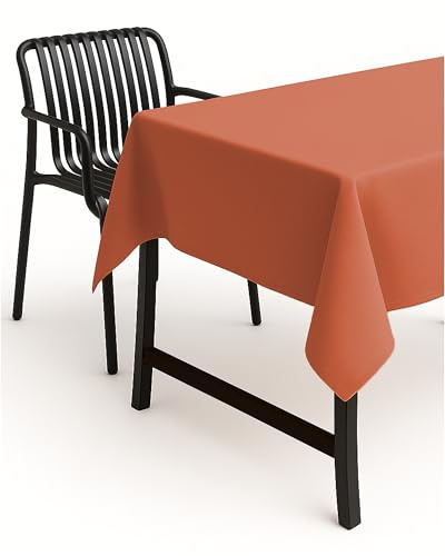 texpot Tischdecke 130 x 160 cm Terrakotta Leinenoptik Lotuseffekt Fleckschutz Bügelfrei Tischtuch