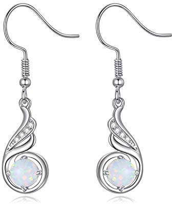 KINGWHYTE Tropfen Ohrringe Damen 925 Sterling Silber Phönix Ohrhänger Geburtsstein Schmuck Phoenix Geschenk Geburtstagsgeschenke für Frauen