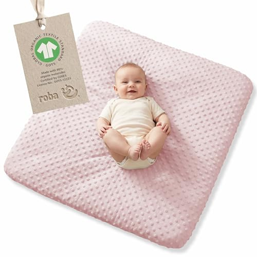 roba Coprimaterasso con Angoli per Fasciatoio Lil Planet, Certificato GOTS, 75 x 85 cm, Cotone Organico, in Spugna, Pois, Traspirante, Lavabile, Idrorepellente, Rosa