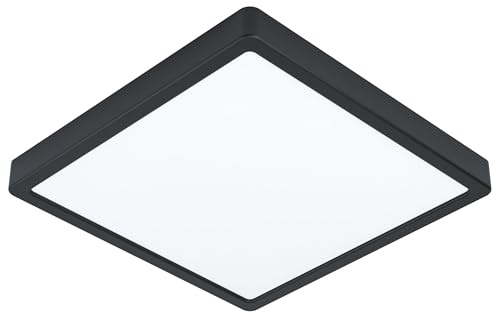 EGLO LED Deckenleuchte Fueva 5, L x B 28,5 cm | Aufbauleuchte aus Stahl und einer Kunststoff Leuchtfläche, Deckenlampe in Schwarz, Weiß, LED Aufbaulampe neutralweiß